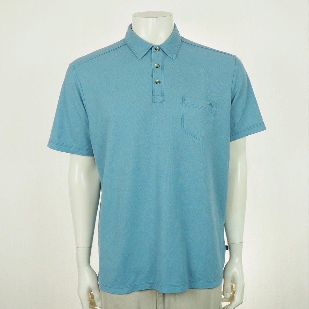 Tommy Bahama Tropicool Del Ray Polo Shirt Mens Large Sky Blue IslandZone Pique